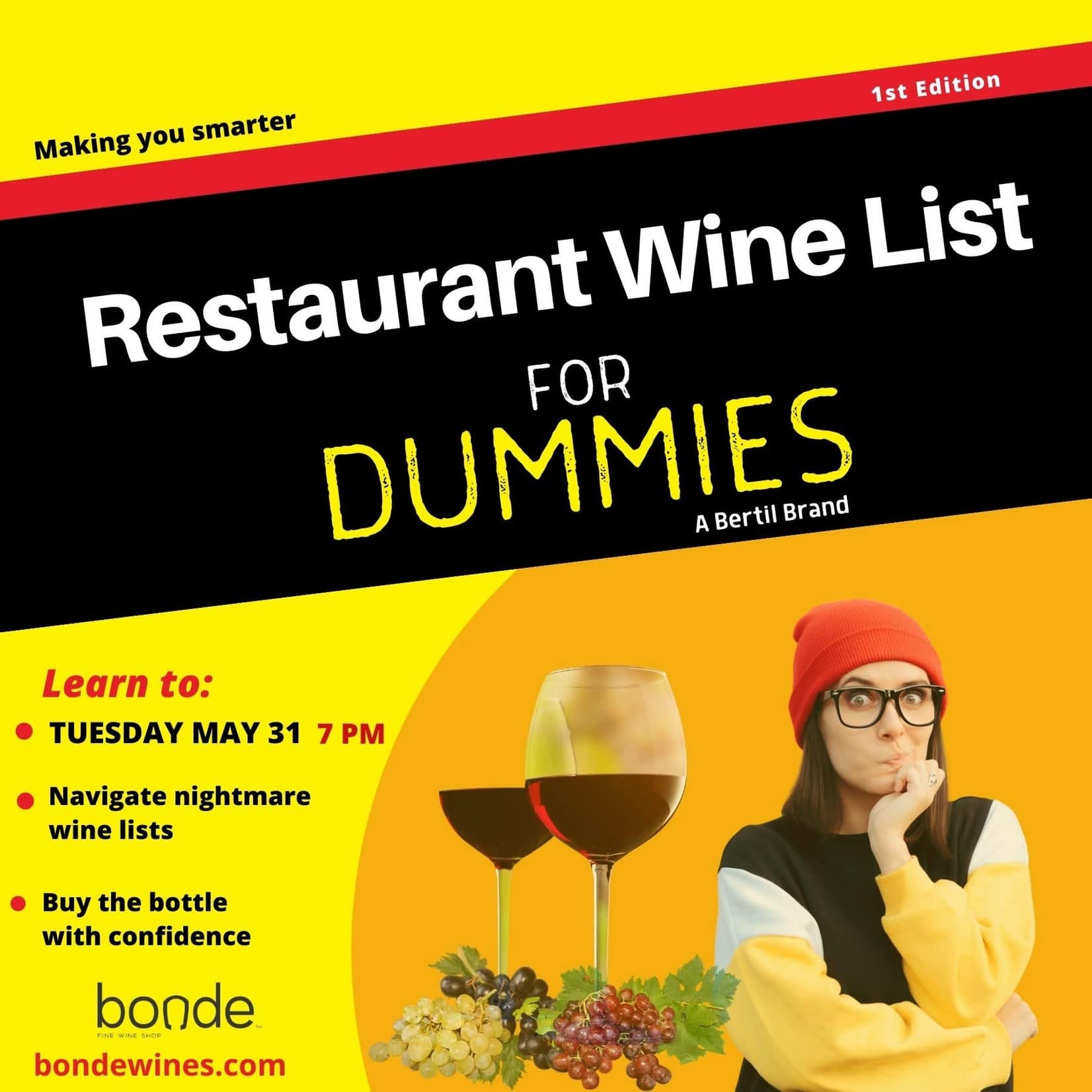 Tuesday Wine Tasting - Wine List for Dummies - May 31 - 7:00 p.m.