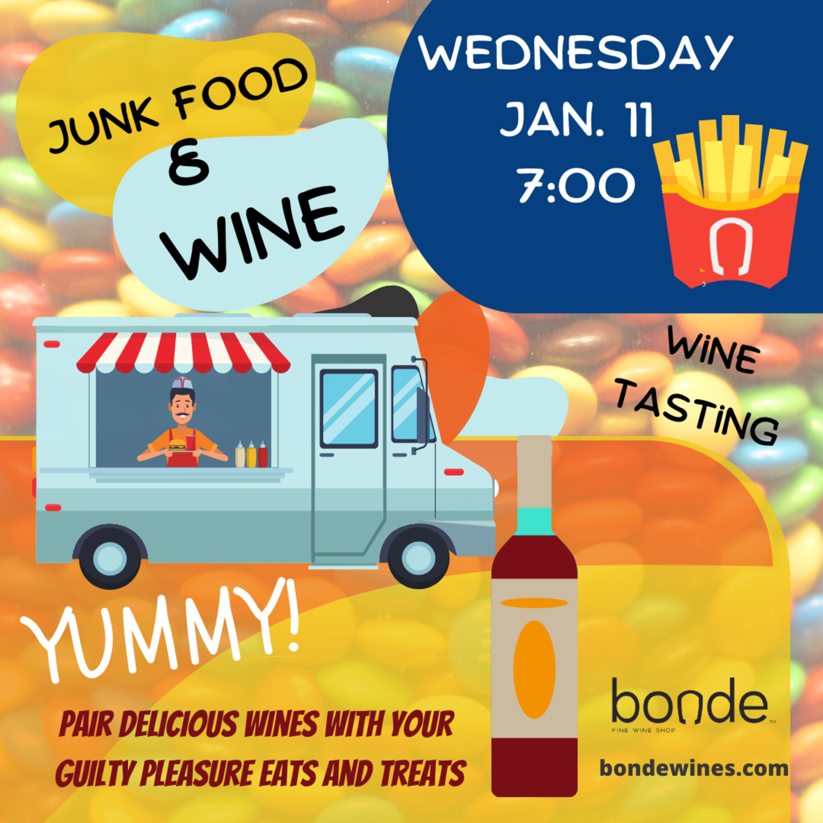 Counter-Resolution: Junk Food & Wine Pairing Tasting & Class - Wednesday January 11, 7:00 p.m.