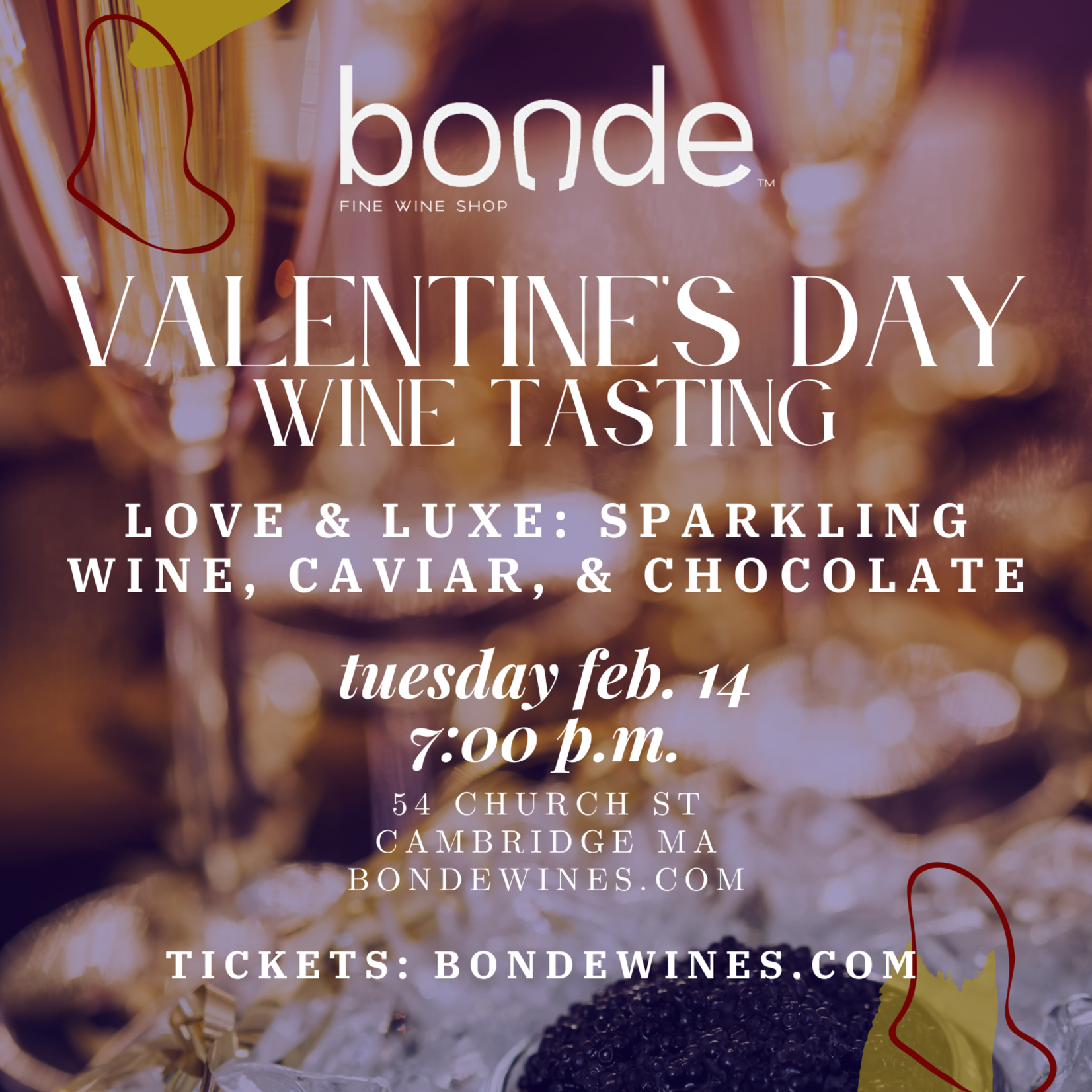 Love & Luxe: Sparkling Wines, Caviar, & Chocolate - Valentine's Day Wine Tasting - Tuesday February 14, 7:00 p.m.