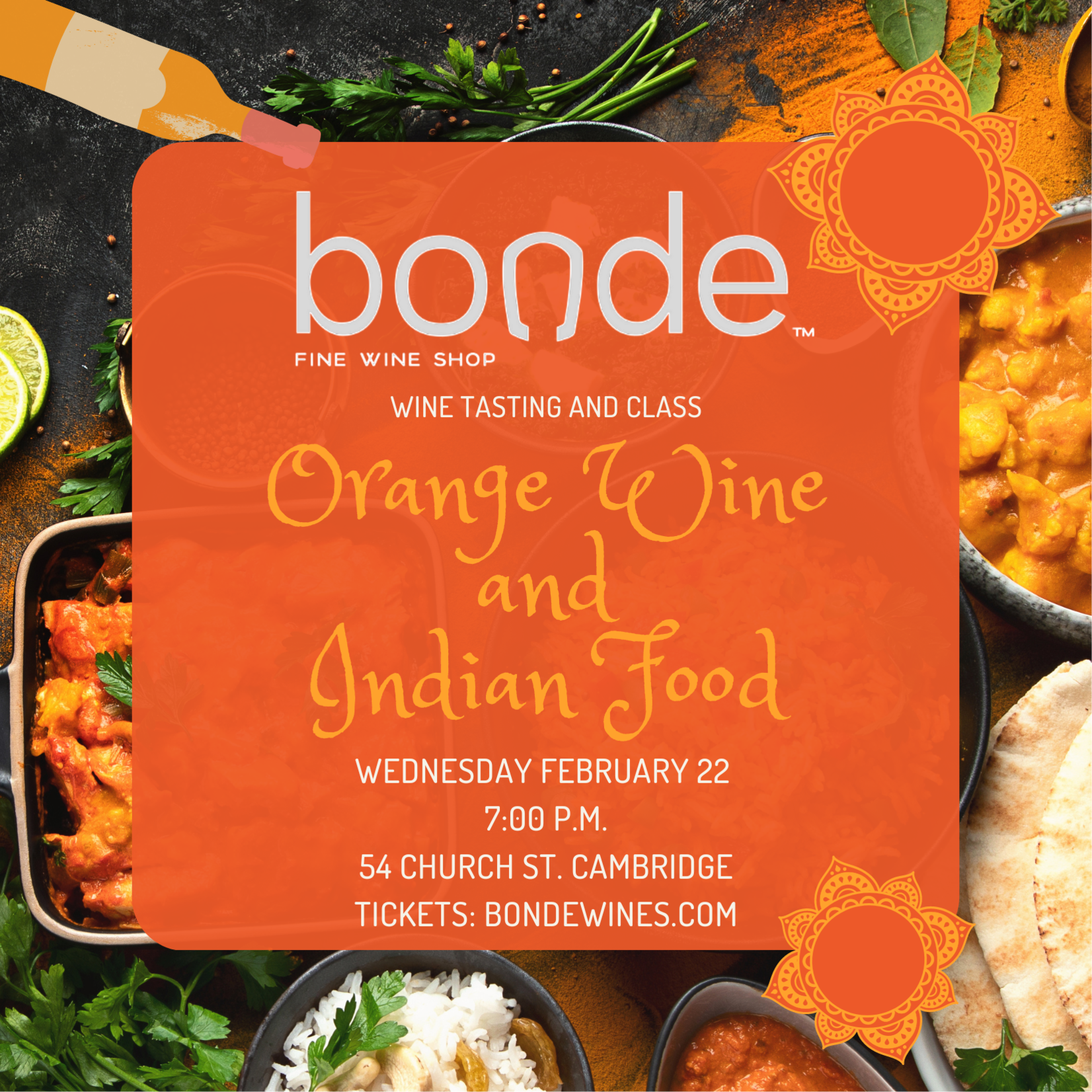 Orange Wine & Indian Food - Wine Tasting & Class - Wednesday February 22, 7:00 p.m.