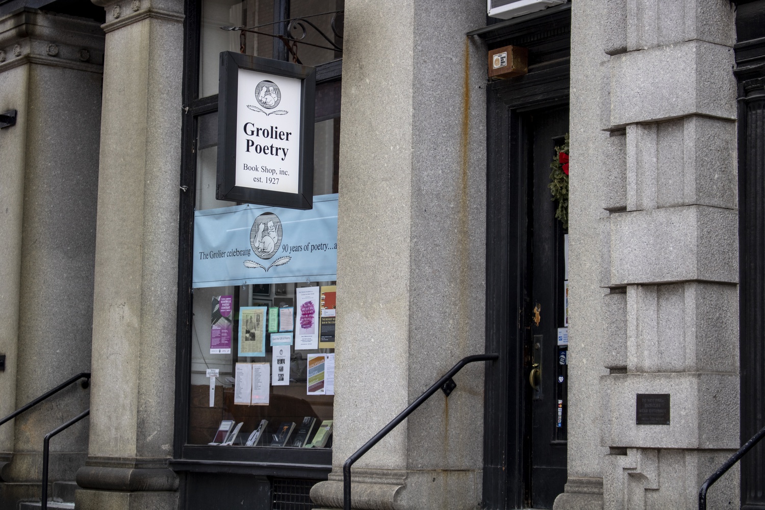 Grolier Poetry Book Shop, founded in 1927, is located on 6 Plympton St.