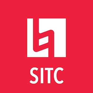 Red and white Berklee SITC logo