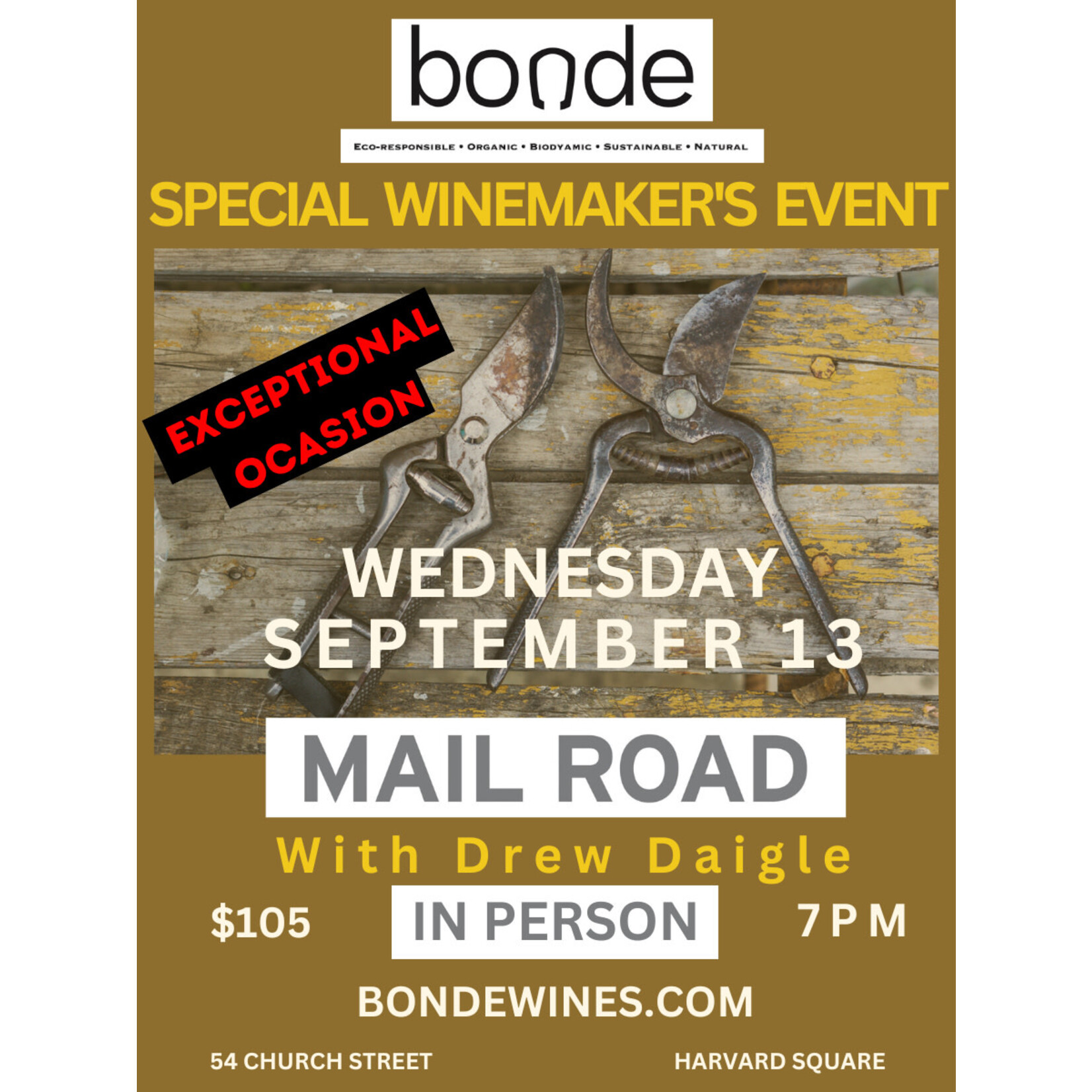 Mail Road - Wine Tasting & Class - Wednesday September 13, 7PM