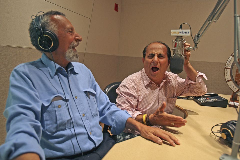 Brothers Tom, left, and Ray Magliozzi taped their popular radio show "Car Talk" together for 35 years at WBUR's studio in Boston. Their headquarters, complete with a beloved window sign for a fictional law firm, was in Harvard Square.