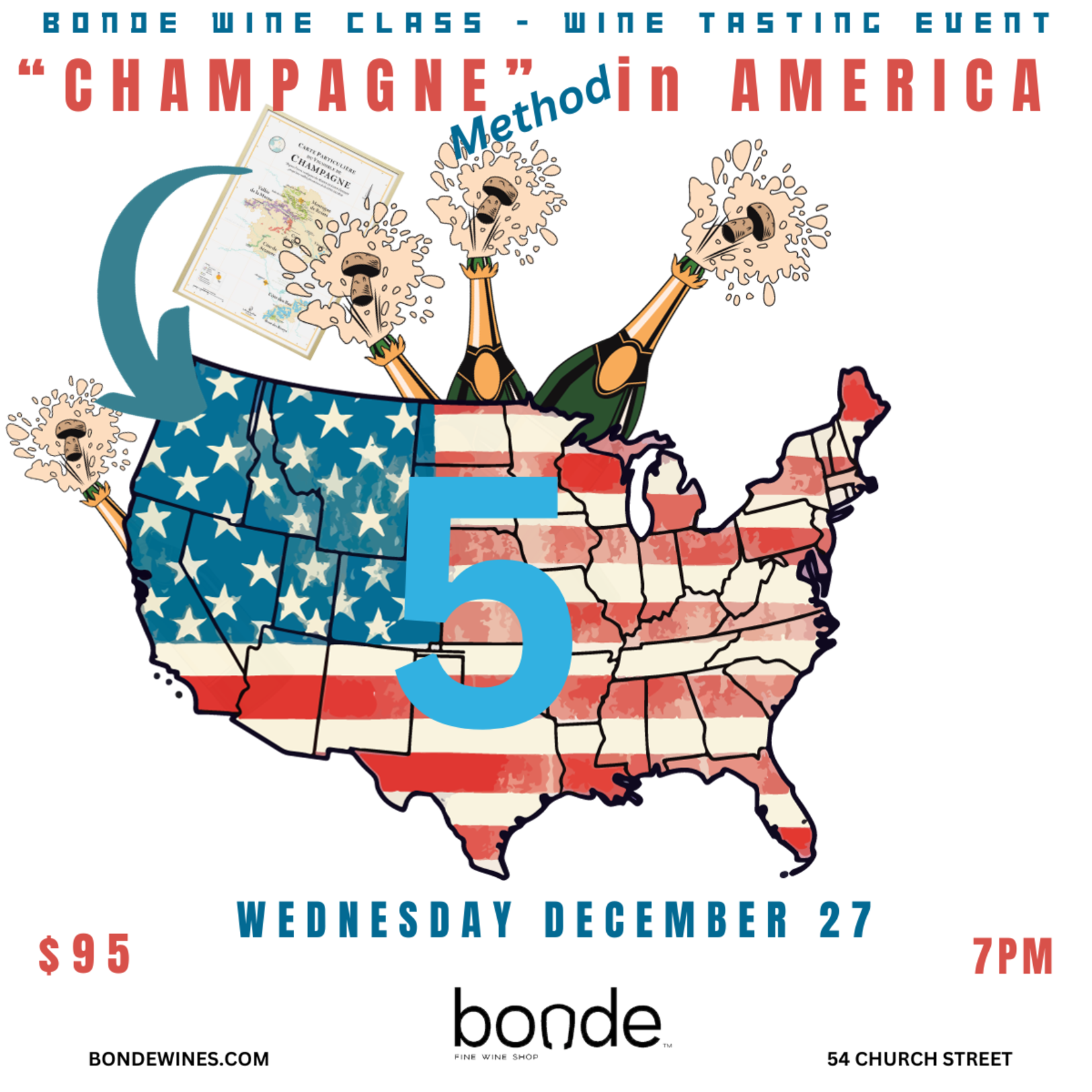 “Champagne” in America - Wine Tasting & Class - Wednesday December 27 2023, 7PM