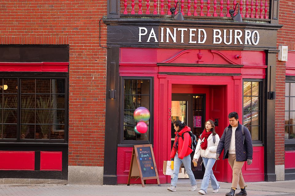 Outside the Painted Burro in Harvard Square in Cambridge.