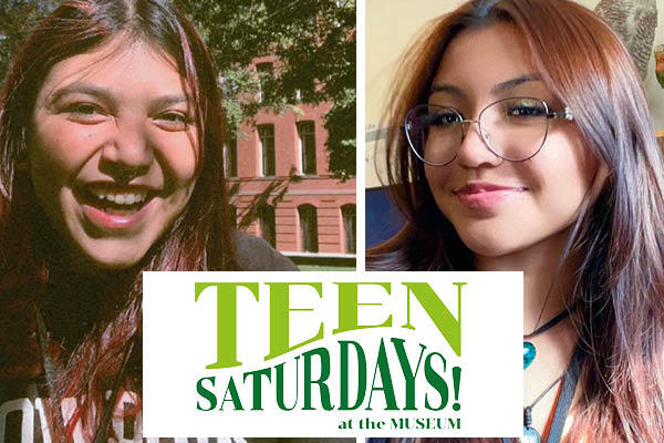 two smiling teens and teen saturdays logo