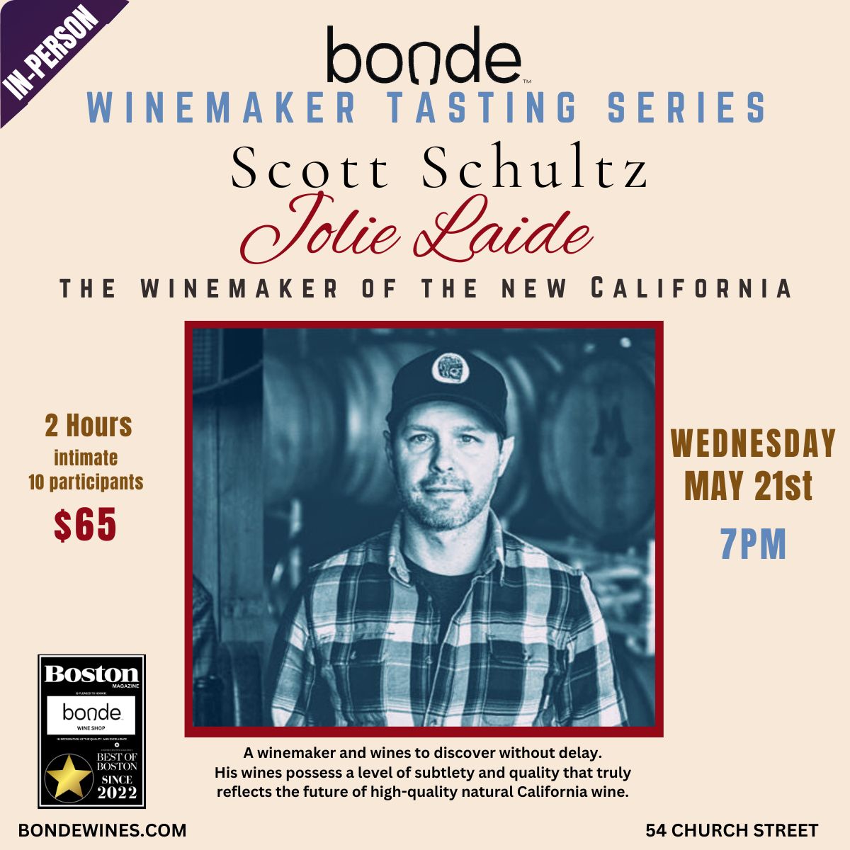 Winemaker Series: Scott Schultz- Jolie Laide- 7PM Wine Tasting Class - Wednesday, May 21st 2025